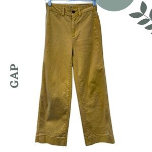 🛍️3/$40 GAP High Rise Wide-Leg Crop Pants Pale Mustard Yellow – Size 00